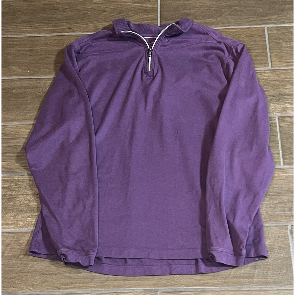Tommy Bahama Men's Large Pima Cotton Blend Purple 1/4 Zip Long Sleeve Shirt